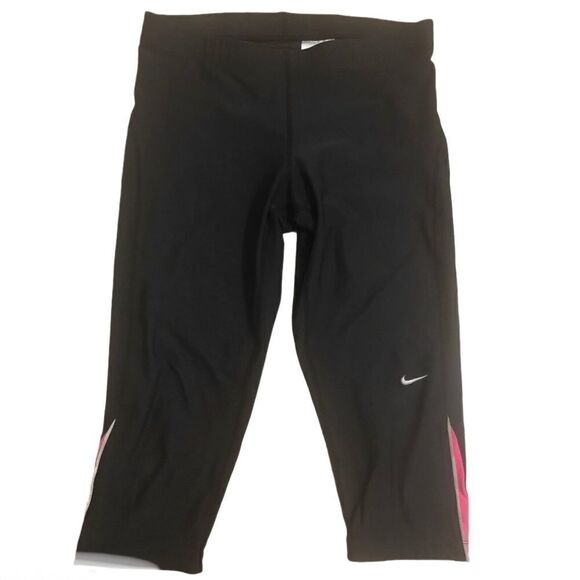 Nike running cropped Capri leggings Dri fit Black women’s M 8/10 - Picture 1 of 9